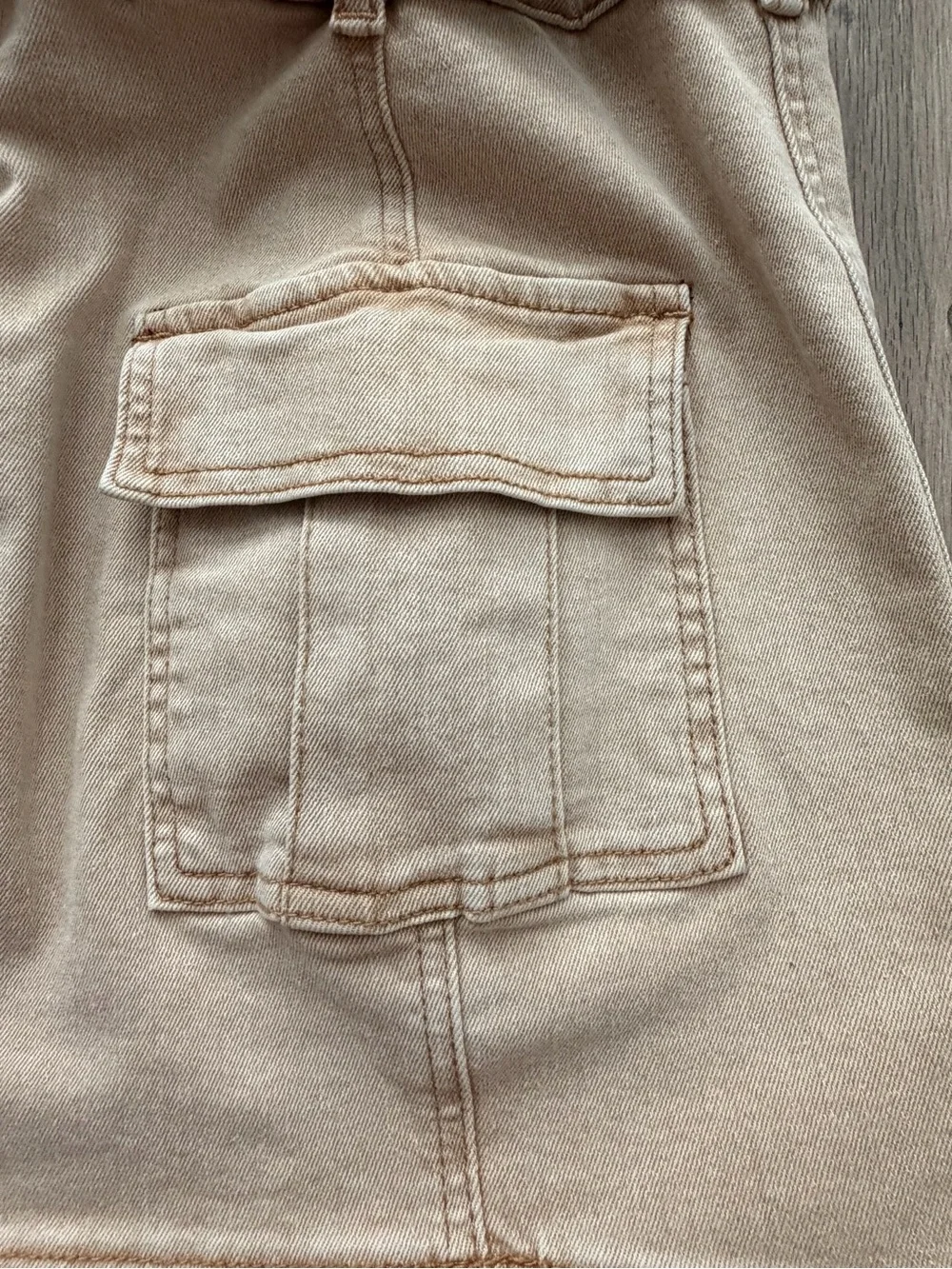 Sincerely Jules Beige Mini Cargo Skirt with Grommet Waist